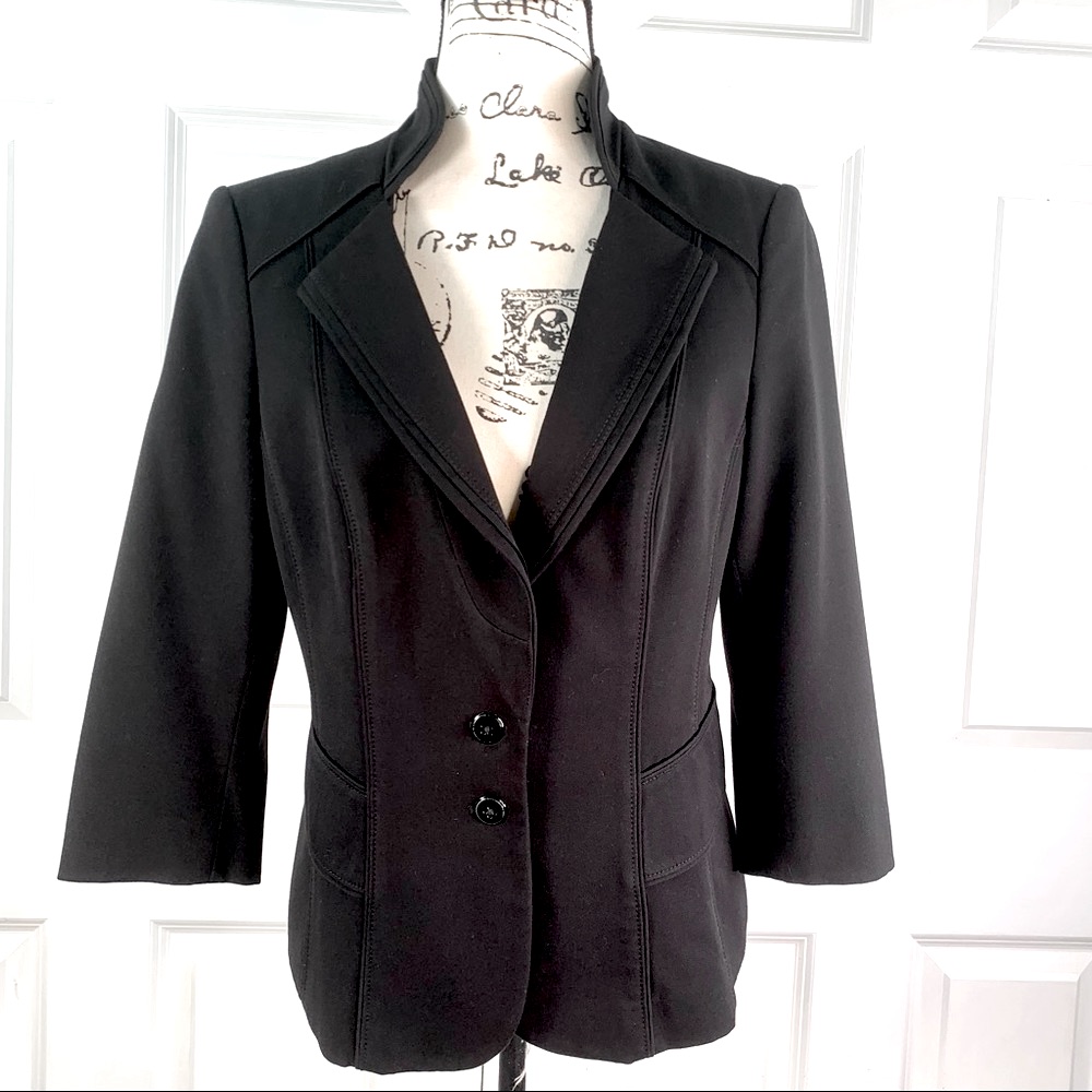Whbm Like New Black Blazer (3/4 Sleeves, 2 Button)
